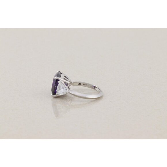 Sterling Silver Purple and White Cubic Zirconia Ring Size 6 - Picture 6 of 7